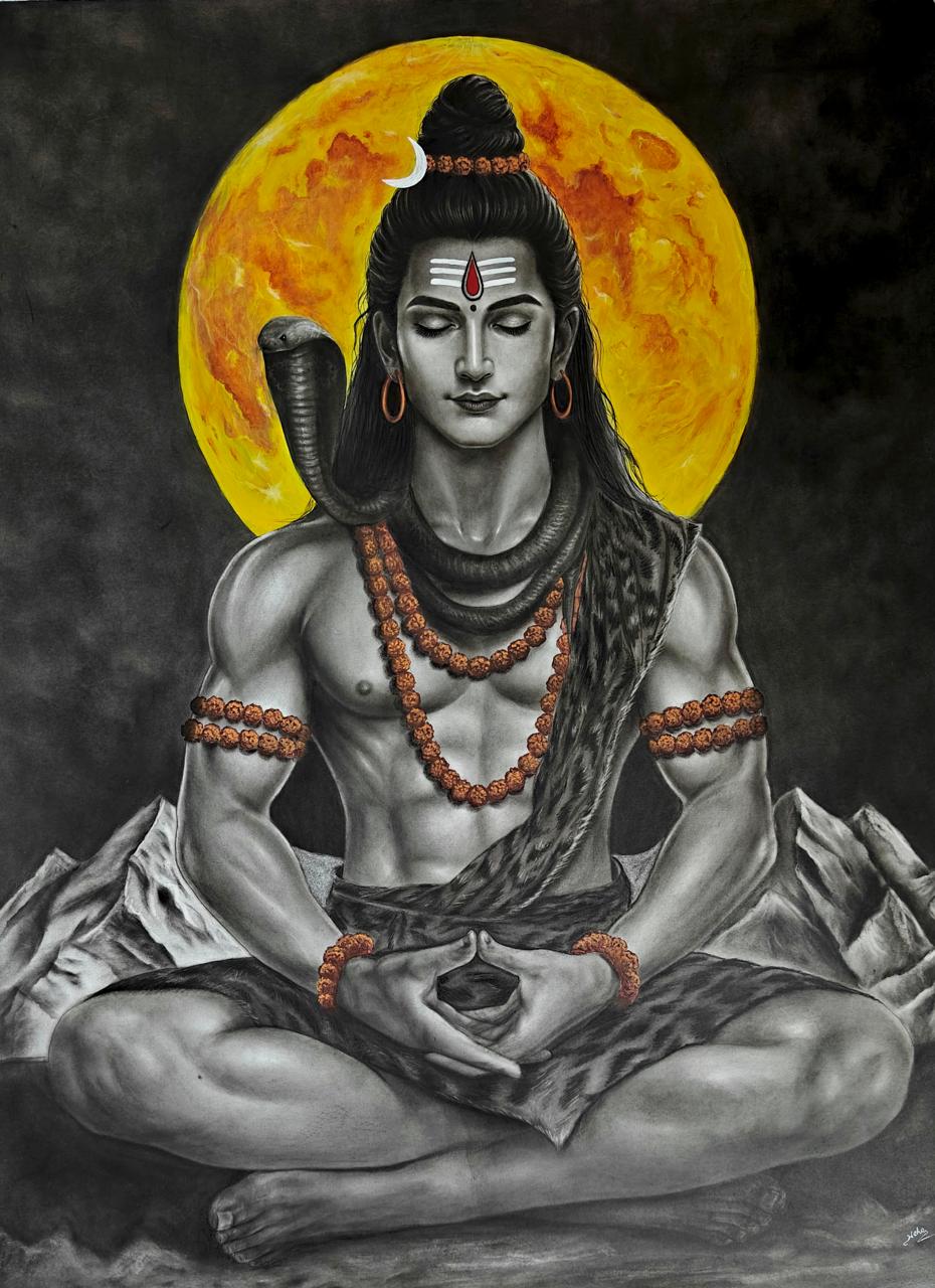 Neha working on a portrait